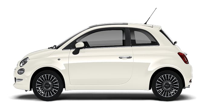 A white Fiat 500